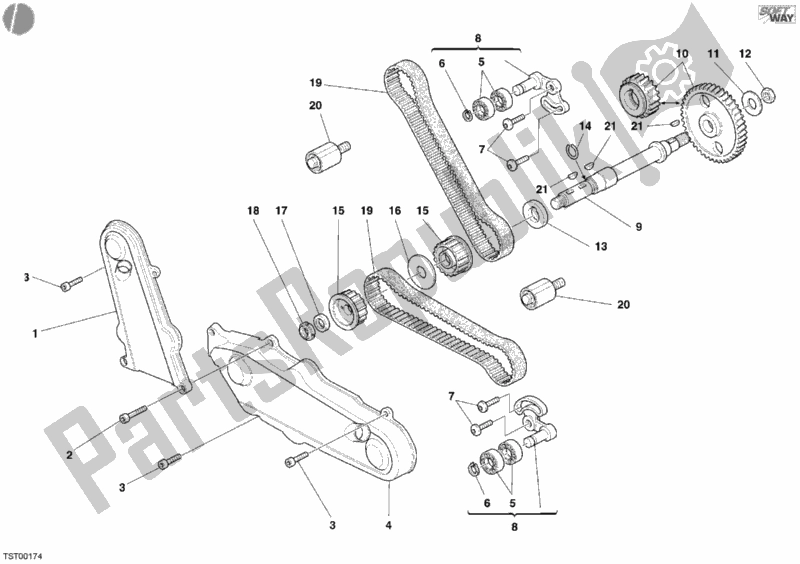 Tutte le parti per il Cinghia Di Distribuzione del Ducati Supersport 1000 SS 2006